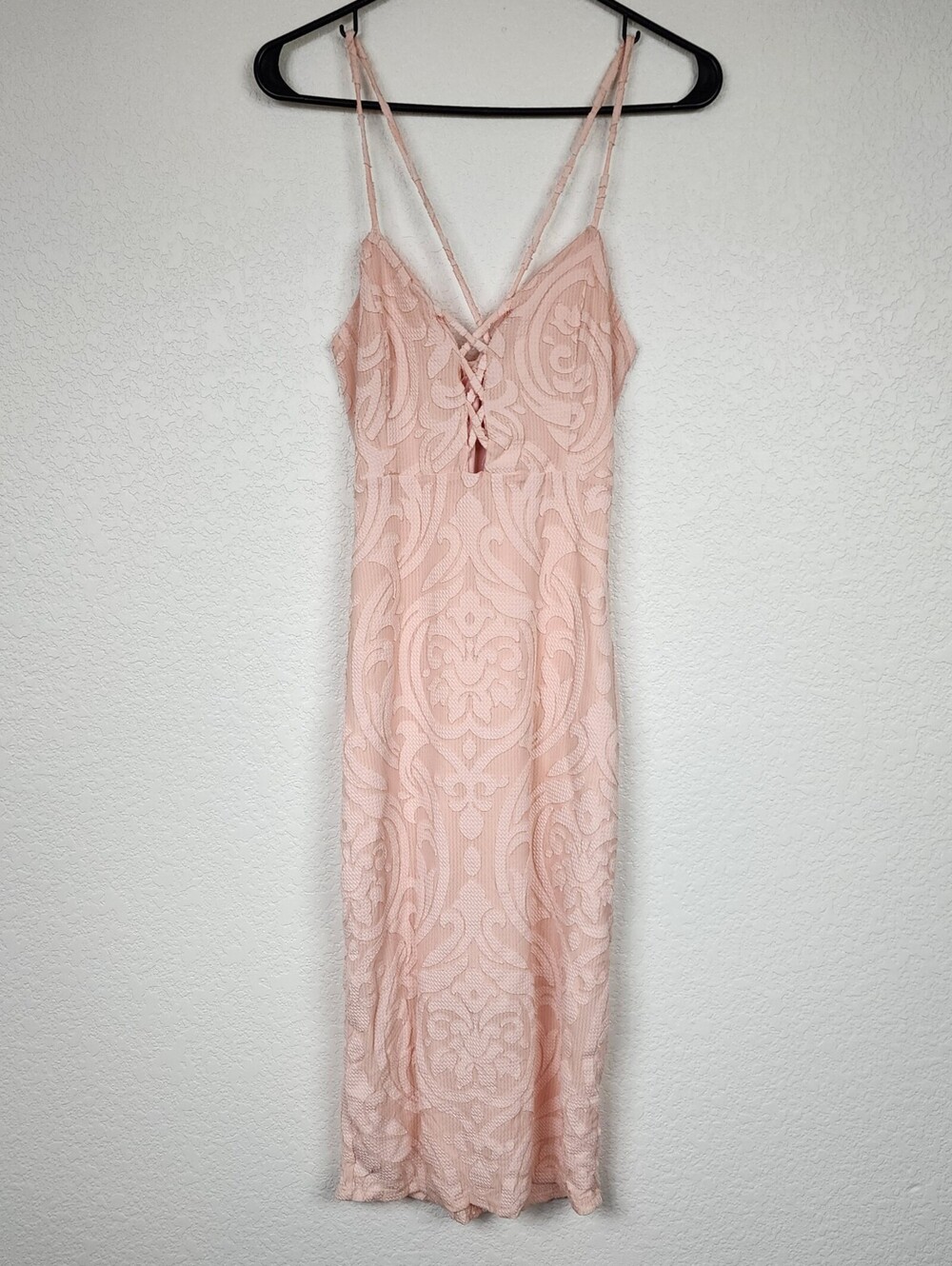 NWT Love Culture Light Pink Brocade Damask Jacquard Dress